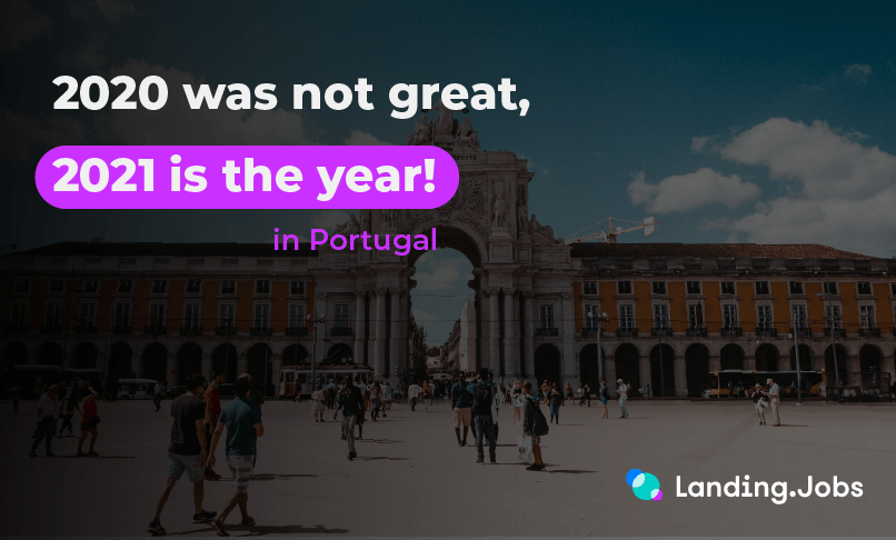 Lisbon on the background with the caption "2020 was not great, 2020 is the year! In Portugal"