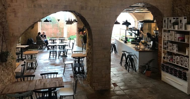 cafe open space with tables and seats